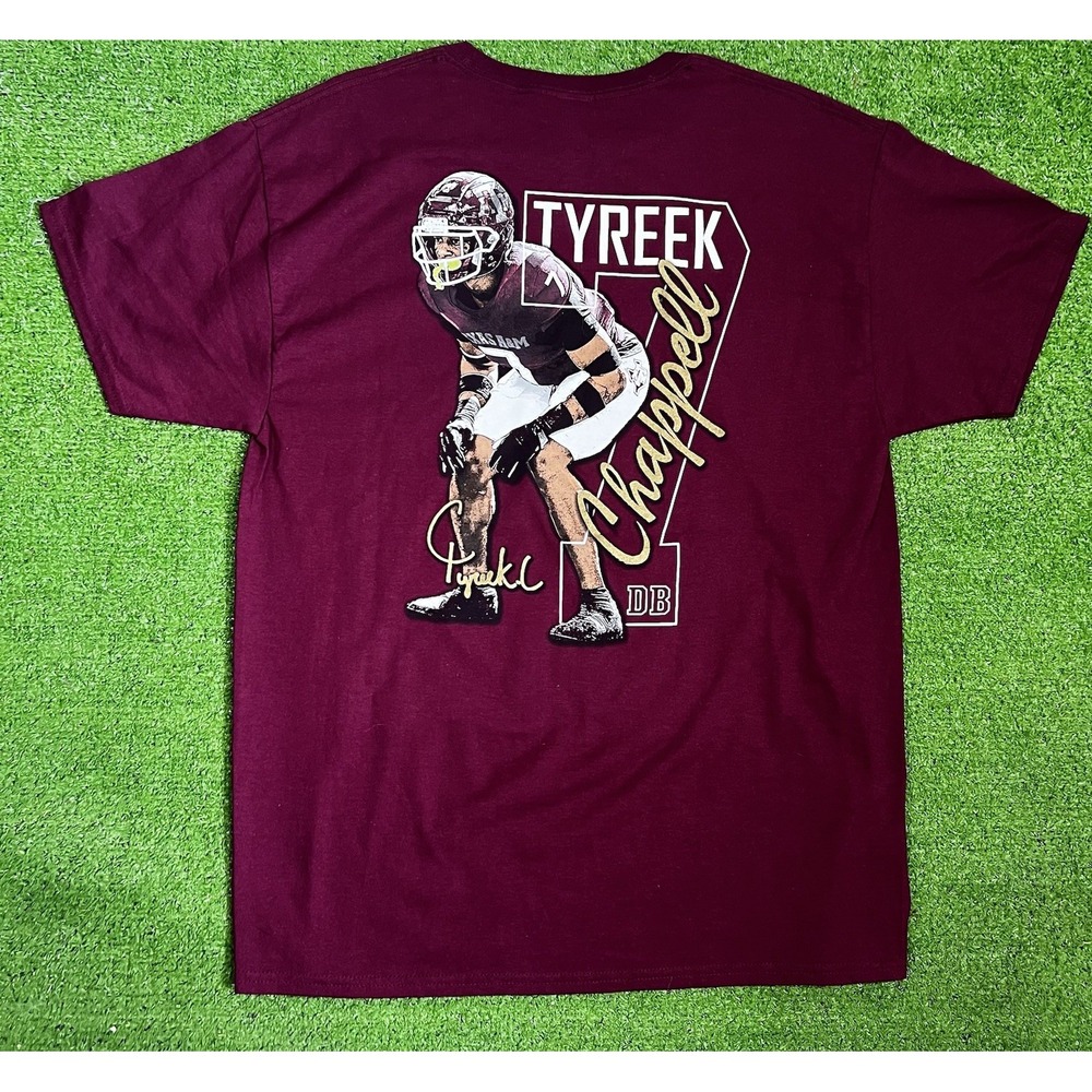 Texas A&M shirt MED Maroon 2025 Aggie Football NIL Lockdown DB Seatbelt Gang #7